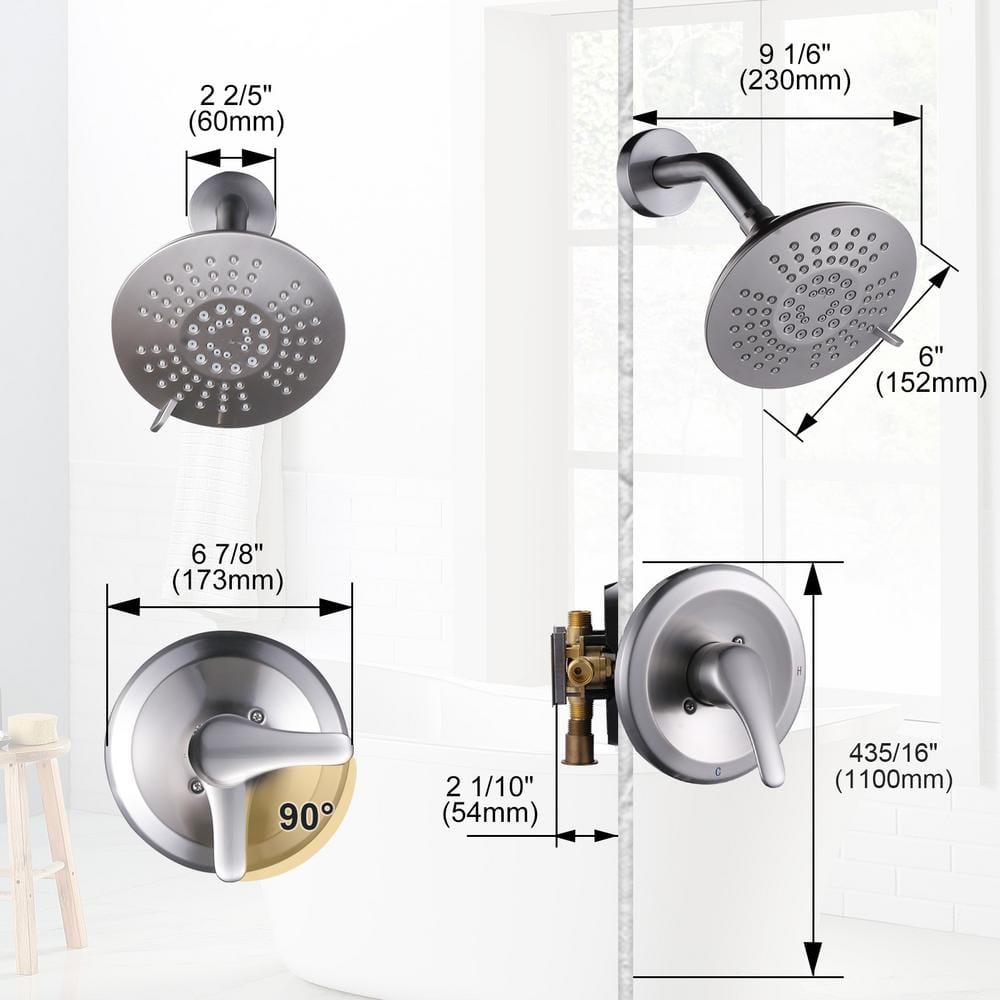 Brushed Nickel 5-Spray Wall Mounted Shower Faucet Set
