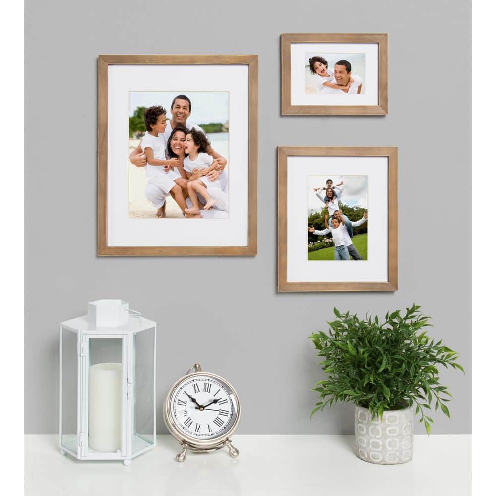 Rustic Brown Wood Gallery Frame Set, 8x10 Matted to 5x7, Pack of 4
