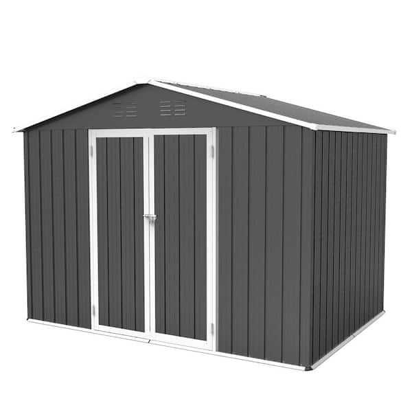 Daheat Metal Garden Sheds 6 ft. x 8 ft. Outdoor Storage Sheds Grey with Window (22.59 sq. ft.)