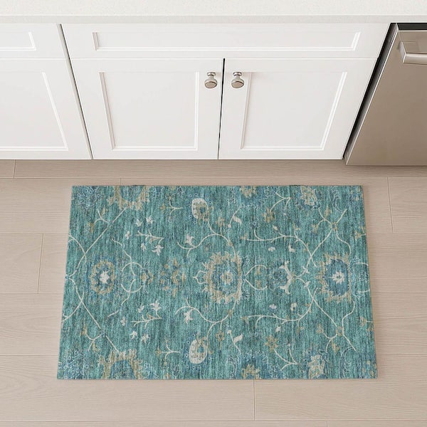 Chantille Machine Washable Indoor/Outdoor Abstract ACN2290 Teal 2 ft. x 3 ft. Accent Rug