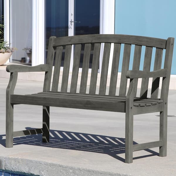 Afoxsos 48 in. Outdoor Patio 4 ft. Hand-Scraped Wood Garden Bench in Gary