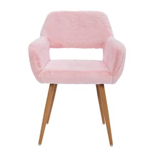 Mid Century Pink Side Chair with Faux Fur