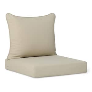 FadingFree 2-Piece Outdoor Patio Deep Seating Lounge Chair Seat Cushion and Back Pillow Set, Beige