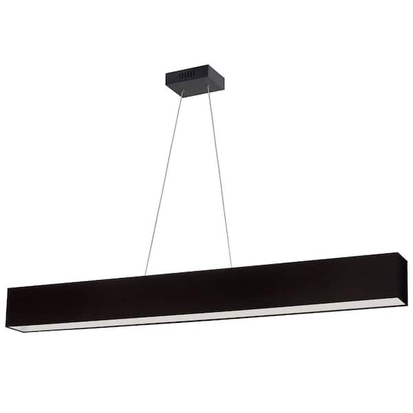 Dainolite Aubrey 30-Watt Integrated LED Matte Black Pendant with Black Fabric Shade