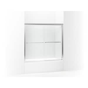 Finesse 55-60 in. x 56 in. Frameless Sliding Tub Door in Silver with Handle