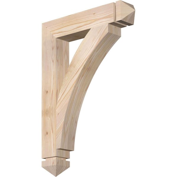 Ekena Millwork 3.5 in. x 28 in. x 20 in. Douglas Fir Thorton Arts and Crafts Smooth Bracket