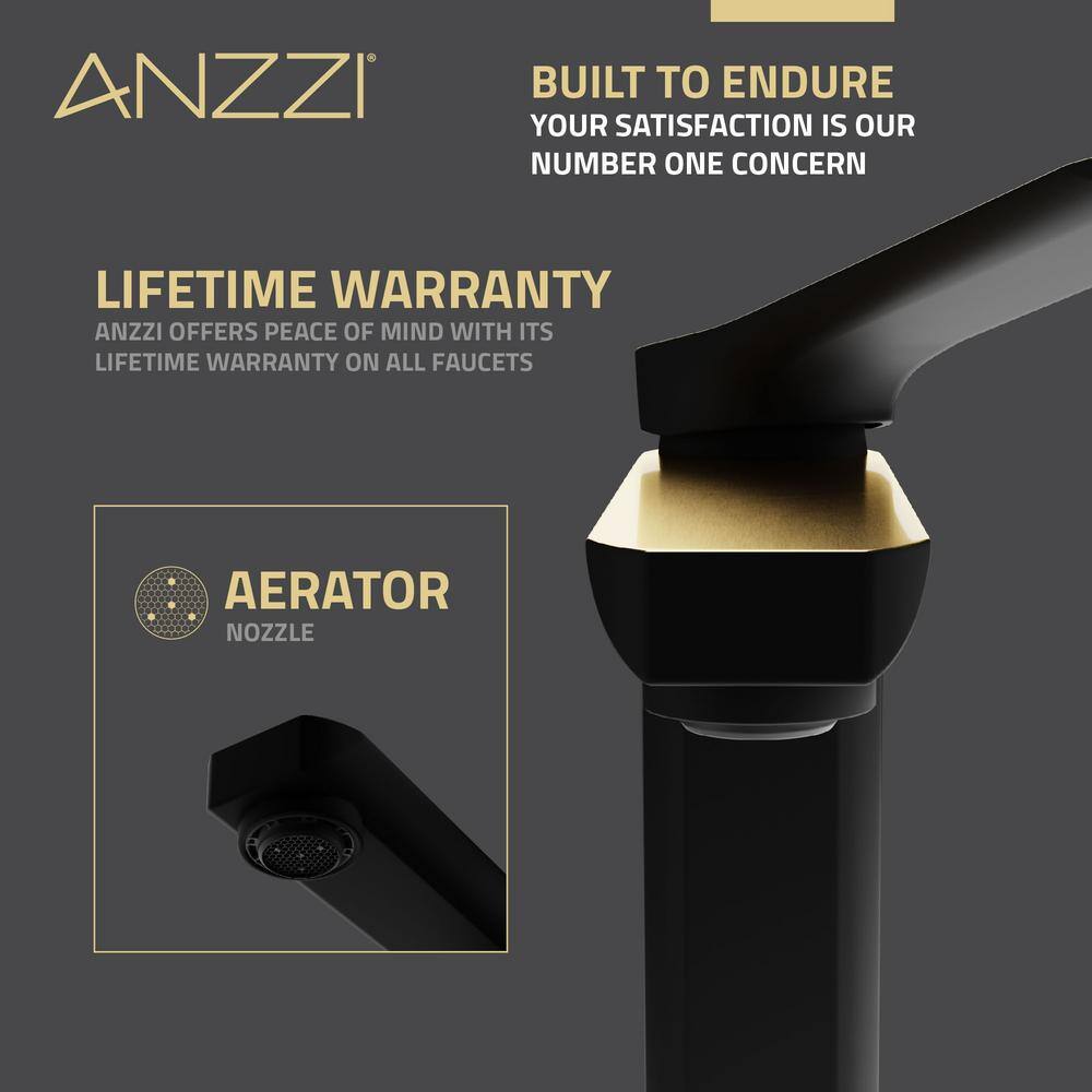 Matte Black and Brushed Gold Single Handle Bathroom Faucet