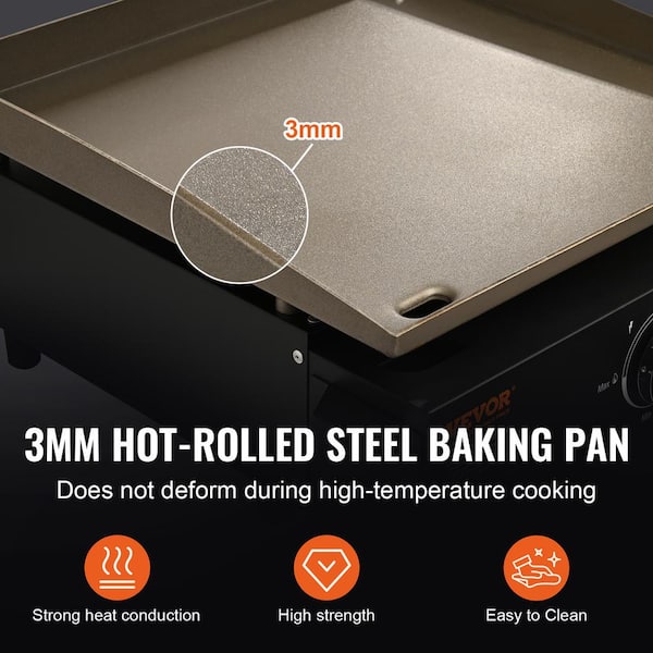 VEVOR Portable Flat Top Griddle 16.9 in. Heavy-Duty Gas