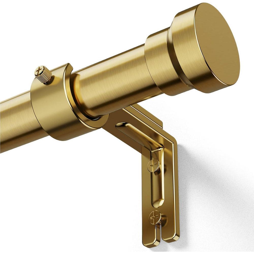 ZESTLIBI 32 in. - 57 in. Adjustable 1 in. Single Curtain Rod in Warm ...