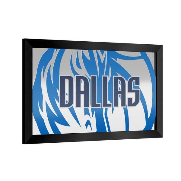 Dallas Mavericks Fade 26 in. W x 15 in. H Wood Black Framed Mirror