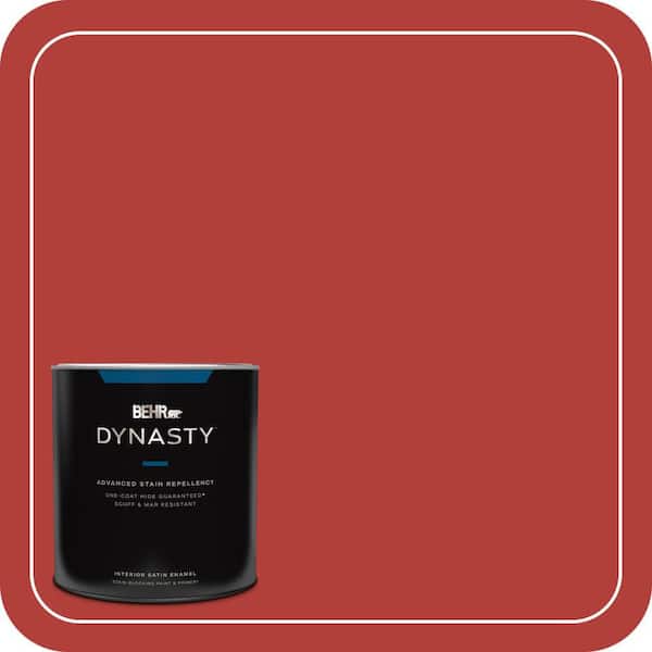 BEHR DYNASTY 1 qt. #170B-7 Red Tomato Satin Enamel Interior Stain-Blocking Paint and Primer