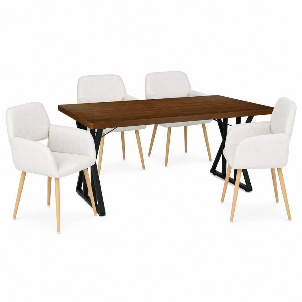LEONARD 5-Piece Rectangular Brown and Beige MDF Top Dining Room Set Seats 4 price history on PriceWatchPro