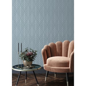Hartley Blue Geo Paper Non-Pasted Textured Wallpaper