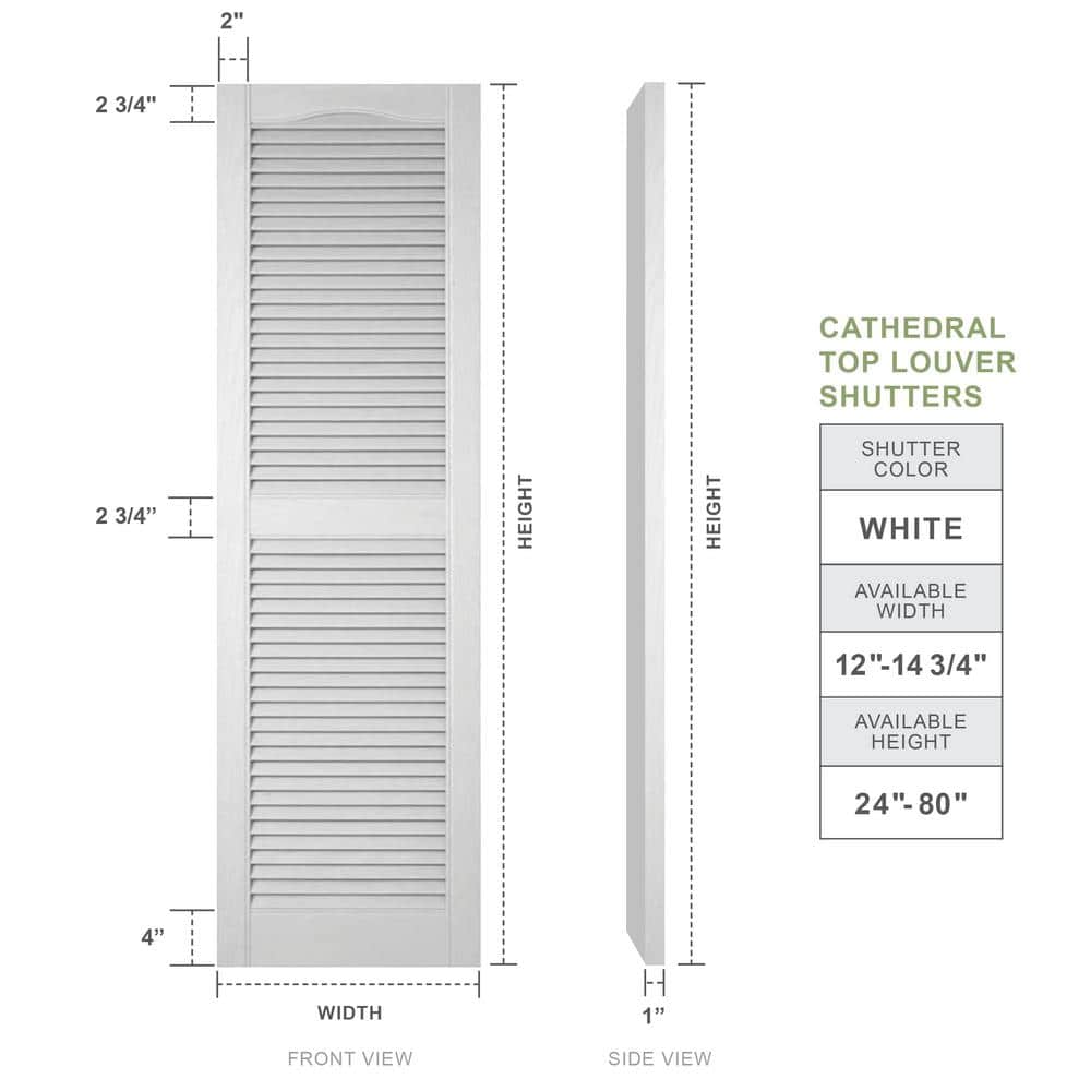 Classic Blue Vinyl Cathedral Top Exterior Shutters, 14.5" x 80"