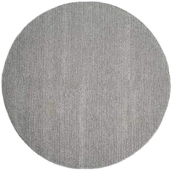 Natura 4 ft. x 4 ft. Round Steel Solid Color Distressed Area Rug