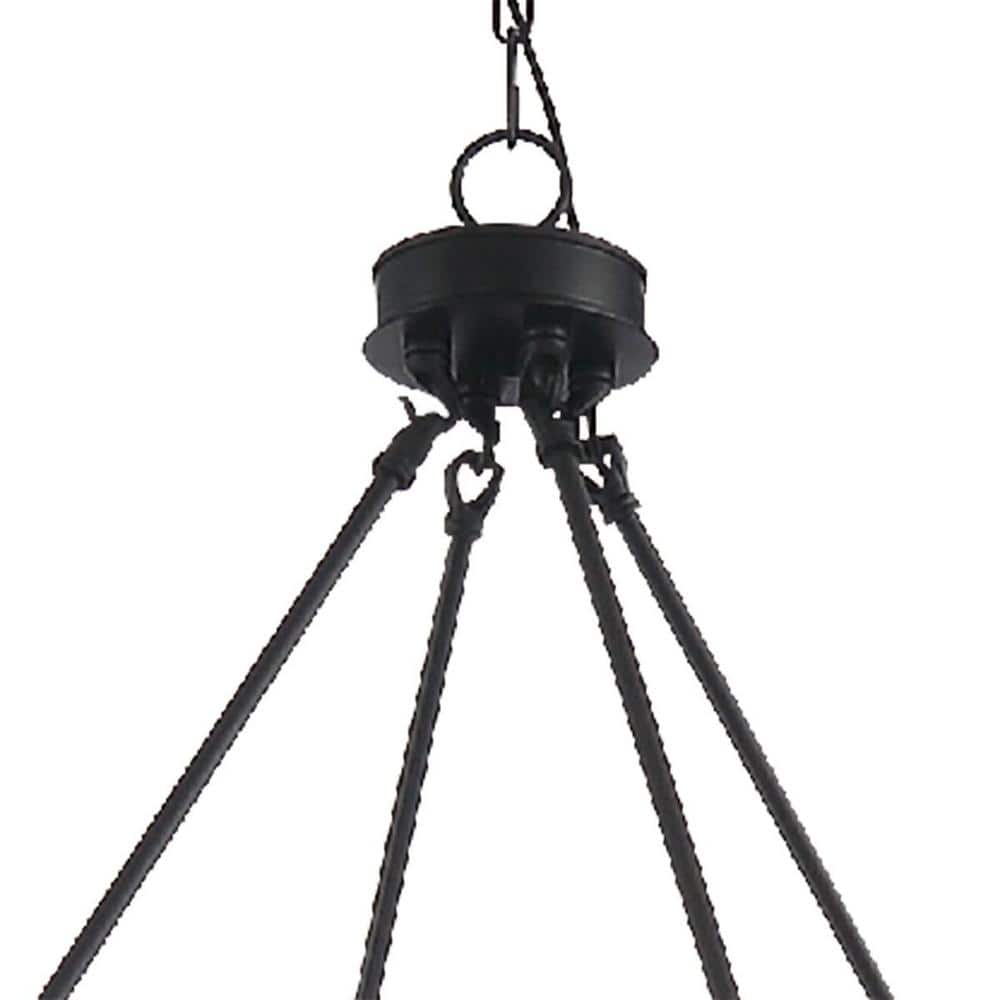 Octagonal Modern Black Metal 16-Light Wagon Wheel Chandelier