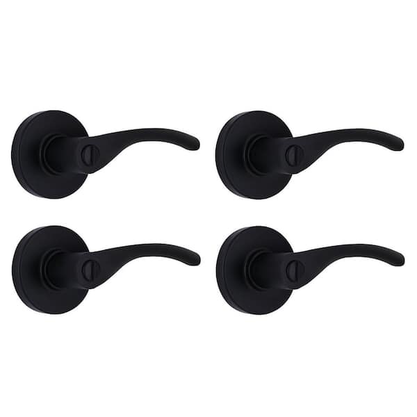 Primrose Matte Black Bed/Bath Privacy Door Handle 4-Pack