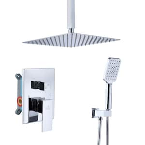 3-Spray with 2.5 GPM 12 in. 2 Functions Ceiling Mount Dual Shower Heads in Spot in Polished Chrome (Valve Included)