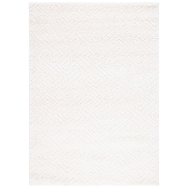 Tahoe Shag 7 ft. x 9 ft. White Geometric Area Rug