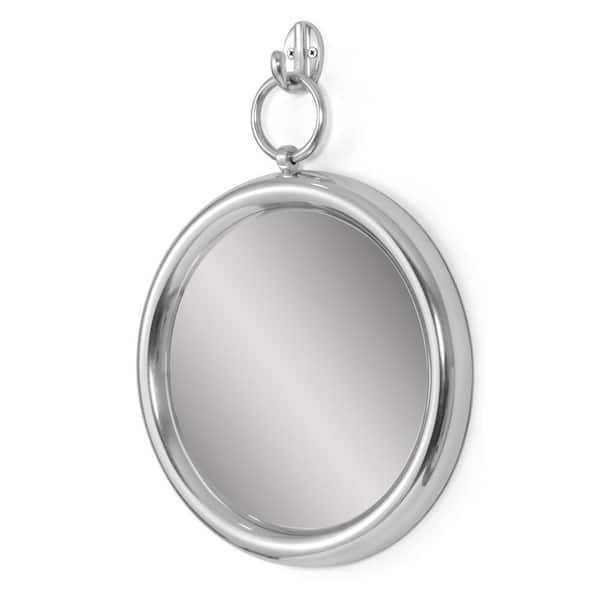 Tatahance 12 in. W x 15 in. H Round Aluminum Silver Frame Wall Mirror