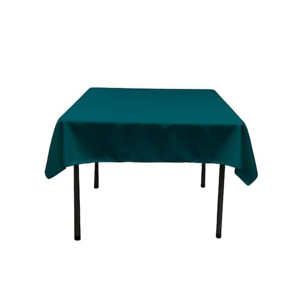 LA Linen 52 in. x 52 in. Dark Teal Polyester Poplin Square Tablecloth