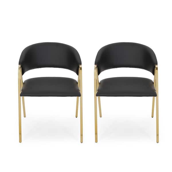 Noble House Gazo Gold Metal Upholstered Dining Chair (Set of 2)