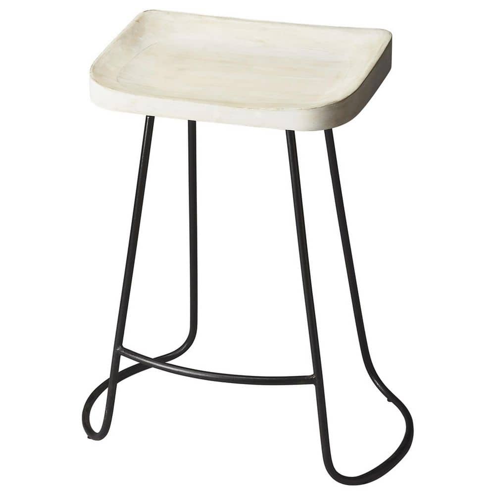 Alton White Mango Wood and Iron Backless Counter Stool
