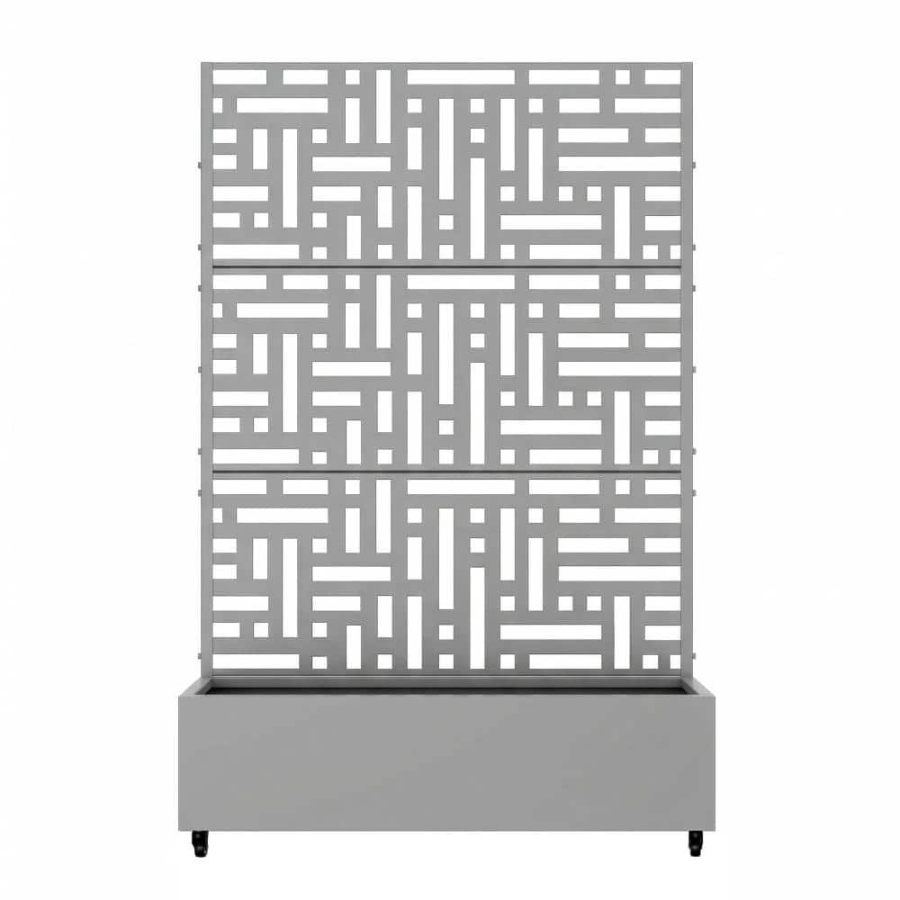 47 in. L x 16 in. W x 72 in. H Mobile Lattice Trellis Gray Iron Rect Outdoor Rolling Planter (1-Pack) price history on PriceWatchPro