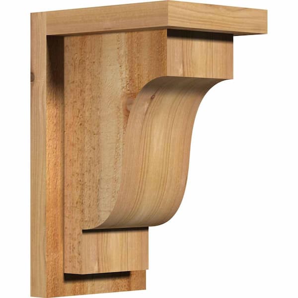 Ekena Millwork 6 in. x 8 in. x 12 in. Newport Rough Sawn Western Red Cedar Corbel with Backplate