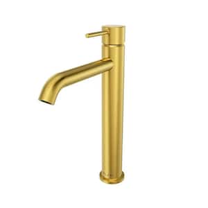 St. Lucia Single Handle Single Hole Vessel Sink Faucet in Champagne Gold