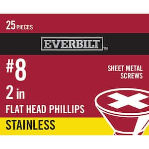 #8 x 2 in. Phillips Flat Head Stainless Steel Sheet Metal Screw (25-Pack)