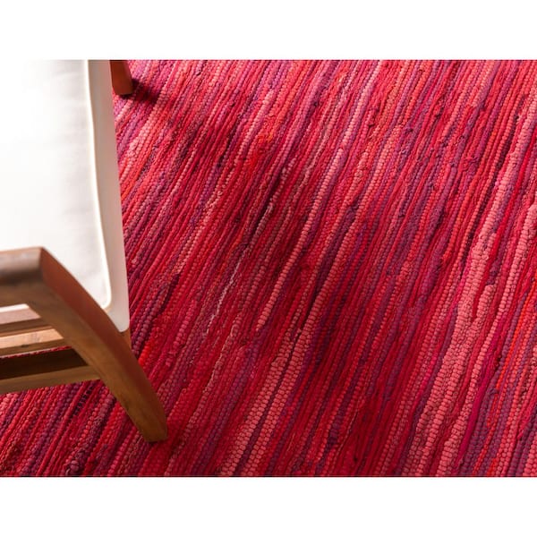 Red Striped Recycled Yarn Rug, 2X3 Ft