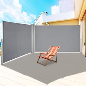 Retractable Side Awning 71 in. H x 236 in. W Patio Sunshine Screen Outdoor Privacy Divider & Wind Screen,Gray