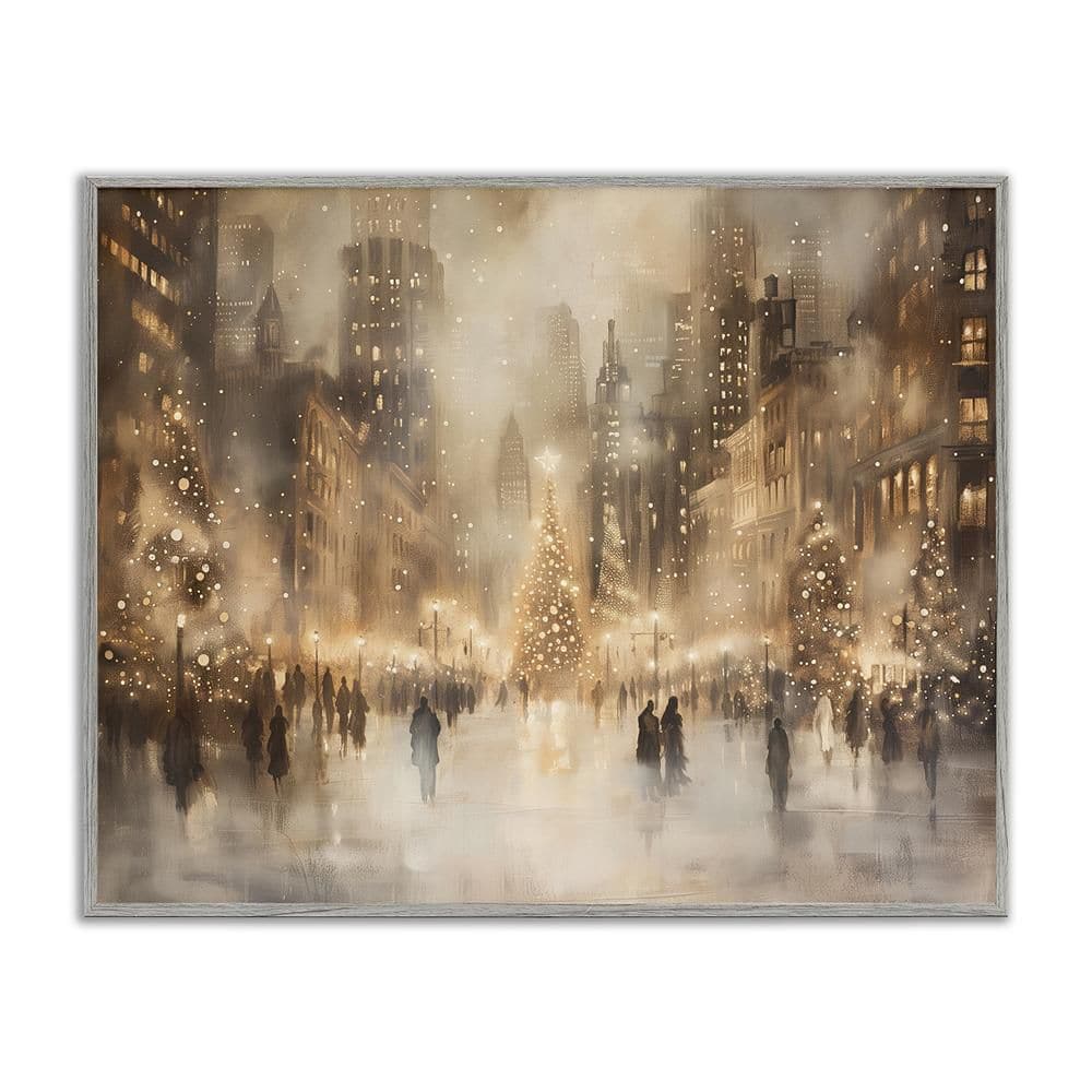 Christmas in New York by Arlington Prints 1-Piece Gray Framed Giclee Country Art Print 24 in. x 30 in. price history on PriceWatchPro