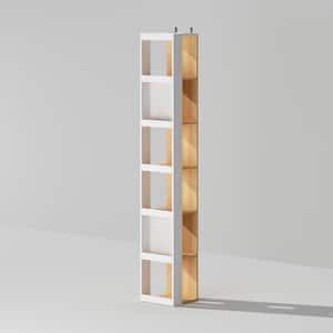 78.7 in. Tall White & Wood Grain Wooden 6-Tier Shelves Bookcase, Accent Cabinet, Tall & Thin Corner Storage Cabinet