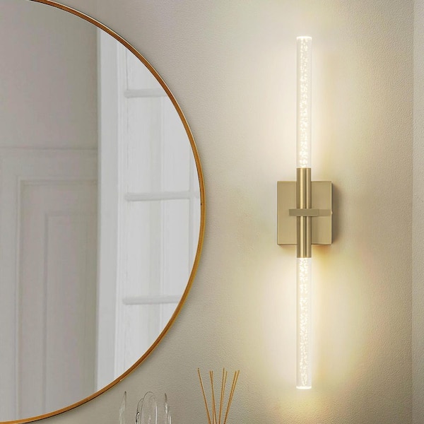 Naomi 27.5 in. W 1-Light Modern Linear Gold Integrated LED 3000K Warm Light Bathroom Vanity Light Bar