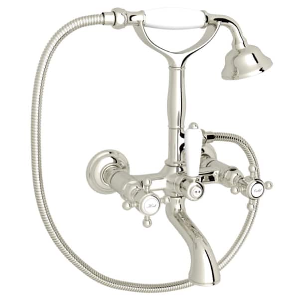Italian Bath 3-Handle Claw Foot Tub Faucet in Polished Nickel