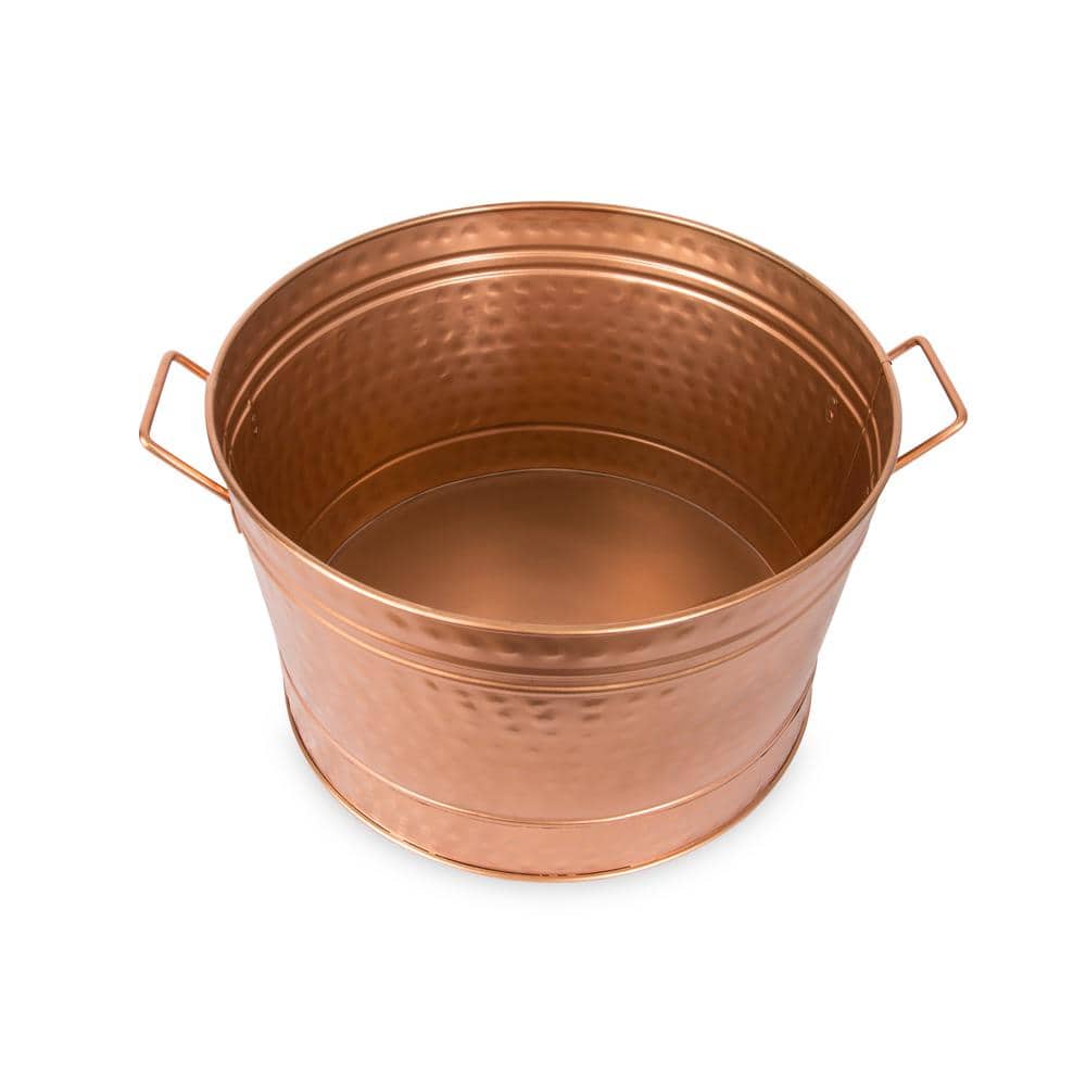 16.25" Round Copper Plated Steel Tub with Side Handles