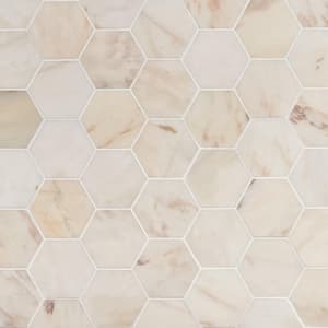 Aurora Rosa 11.5 in. x 13.97 in. Polished Marble Floor and Wall Mosaic Tile (0.87 sq. ft./Each)