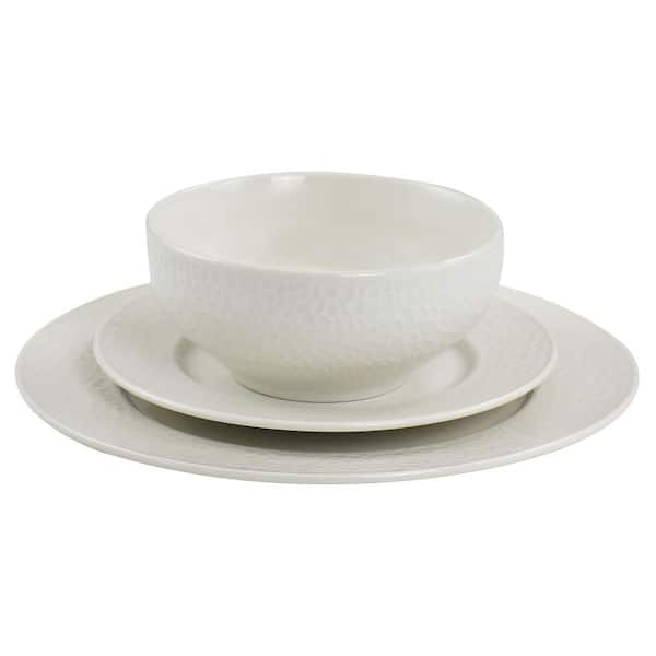 16pc Porcelain Beaded Rim Dinnerware Set White - Threshold™ : Target