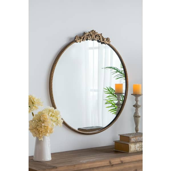 Tileon 32 in. W x 32 in. H Small Round Aluminum Framed Wall Bathroom Vanity  Mirror in Gold AYBSZHD2225 - The Home Depot