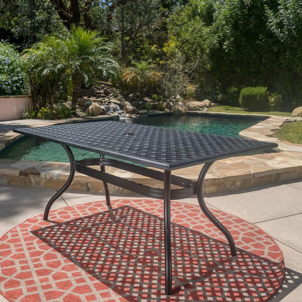 black aluminum patio dining table