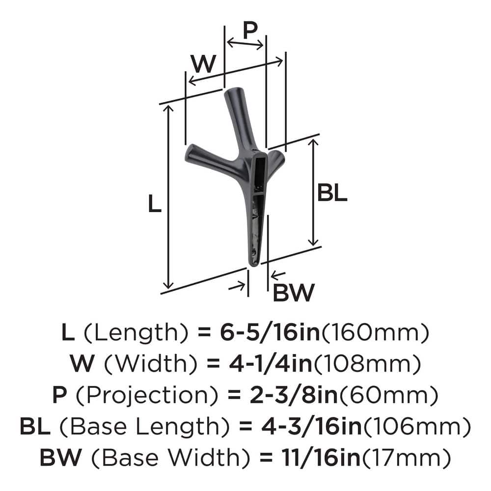 Matte Black Triple Prong Decorative Wall Hook