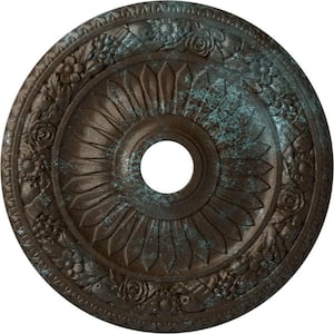 1-1/8 in. x 23-5/8 in. x 23-5/8 in. Polyurethane Bellona Ceiling Medallion, Bronze Blue Patina