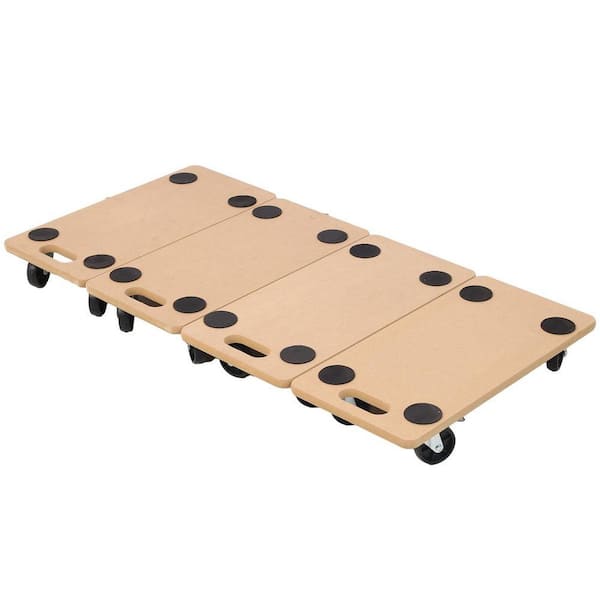 4 PCS 22.8 in. x11. 2 in. Heavy Duty Wood Rolling Dolly with Wheels for Heavy Items, Securely Holds 500 lbs.