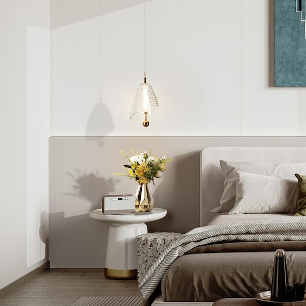 Penstemon 12-Watt 1-Light Plating Brass Integrated LED Pendant Light with Resin Shade