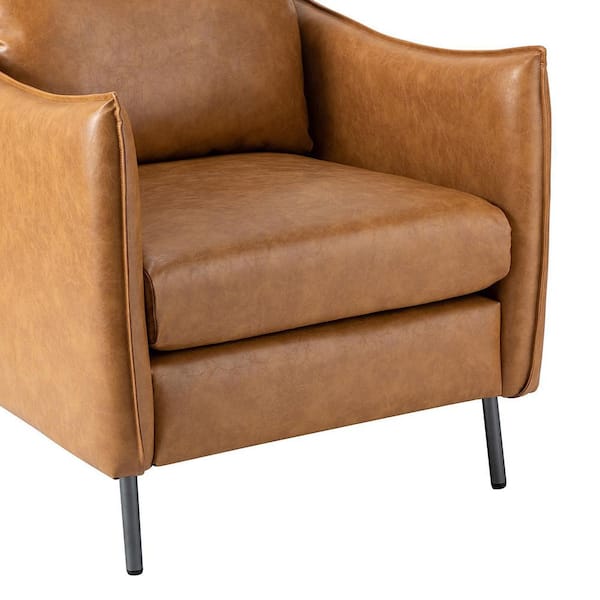 Camel leather deals accent chair