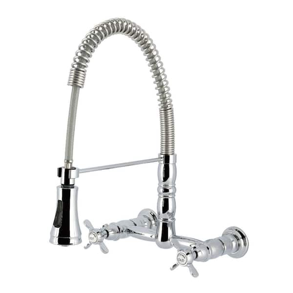 Essex 2-Handle Wall Mount Standard Kitchen Faucet in Polished Chrome