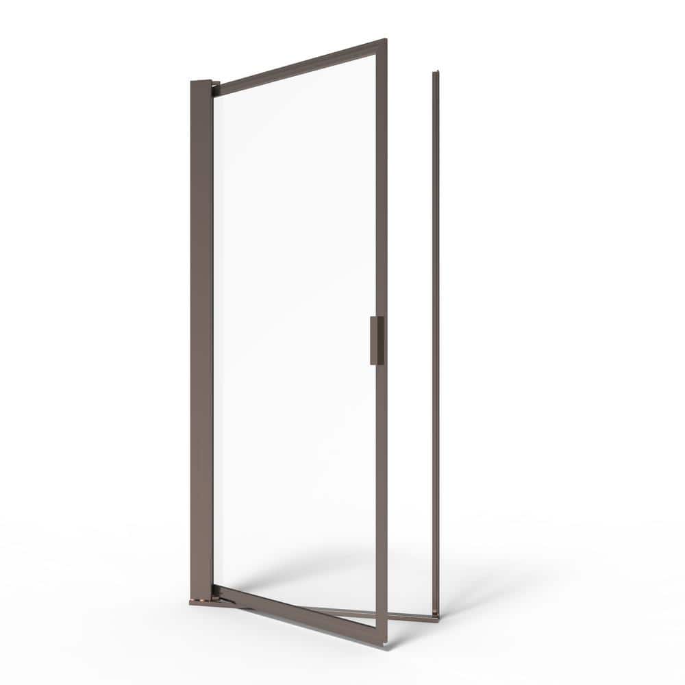 Sopora Oil Rubbed Bronze Framed Pivot Shower Door with Rain Glass