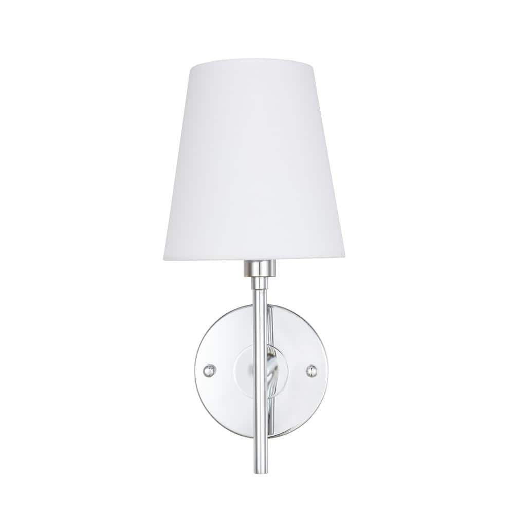 Timeless Home Cecilia 6 in. W x 12.1 in. H 1-Light Chrome and White ...